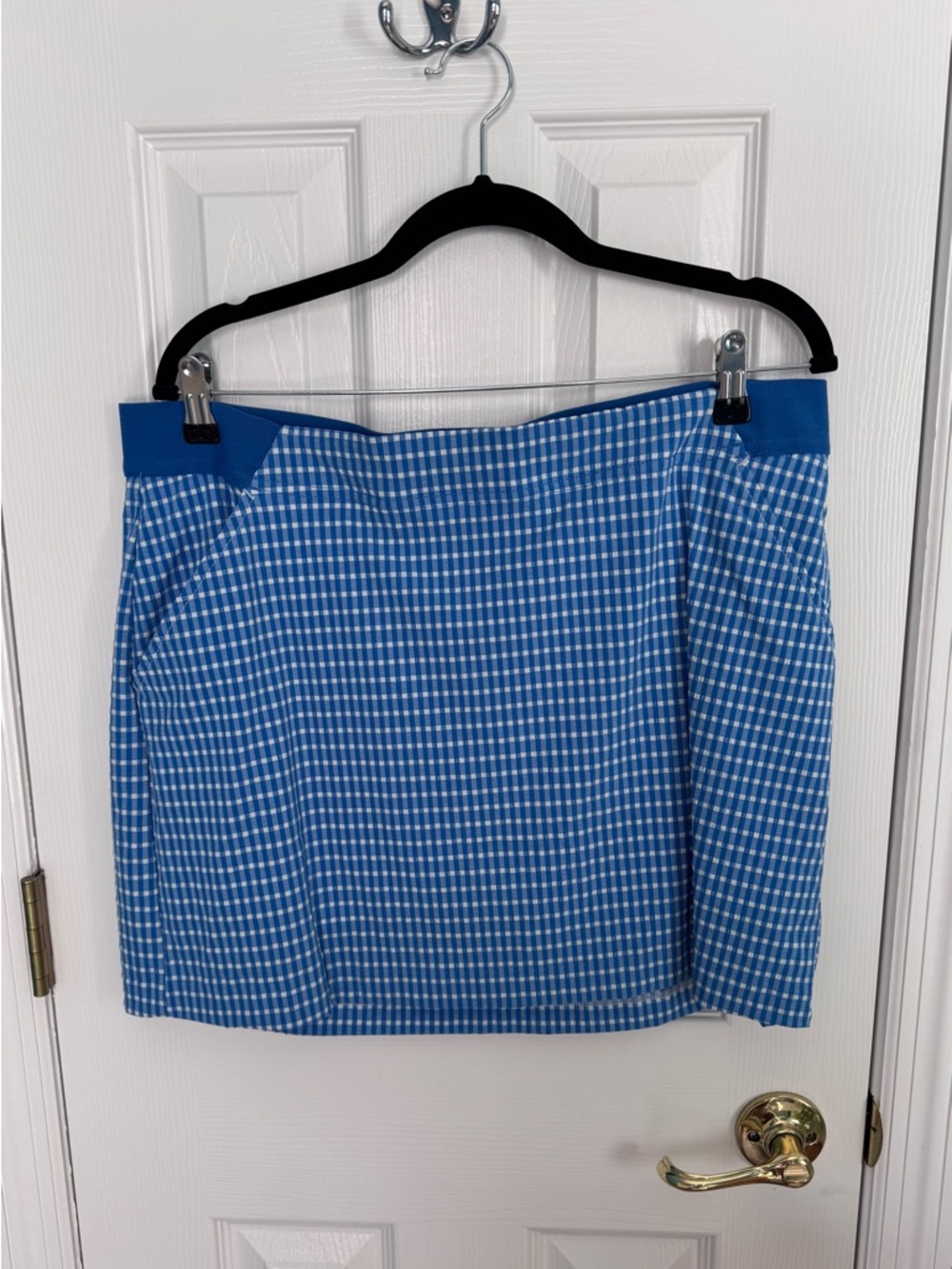 Lilly Pulitzer UPF 50+ Luxletic Aona Skort in Blue and White Gingham
